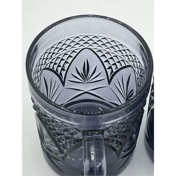 Set Of 2 Vintage Crystal d' Arques Durand Amethyst Purple Glass Coffee Tea Mugs - Picture 5 of 7